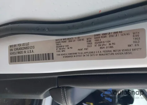 2022 Jeep Grand Cherokee L Limited 4X4 from USA, damaged, VIN 1C4RJKBG3N8531213